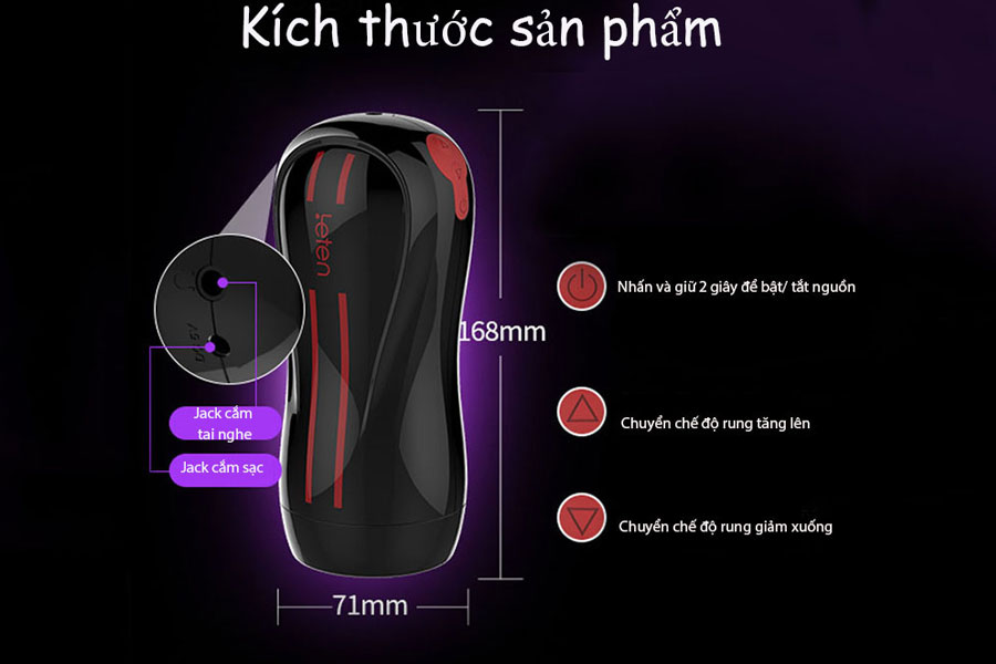 Cốc thủ dâm nam có 2 động cơ rung