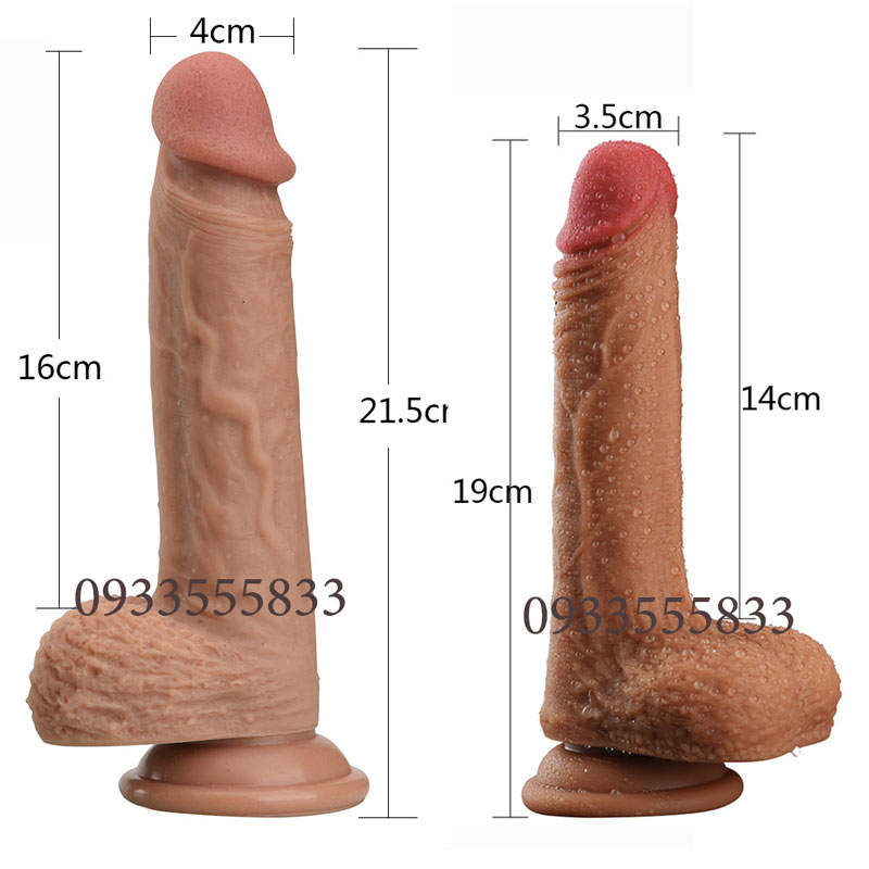 Dương vật giả silicon 2 lớp kích thước châu Á, không rung