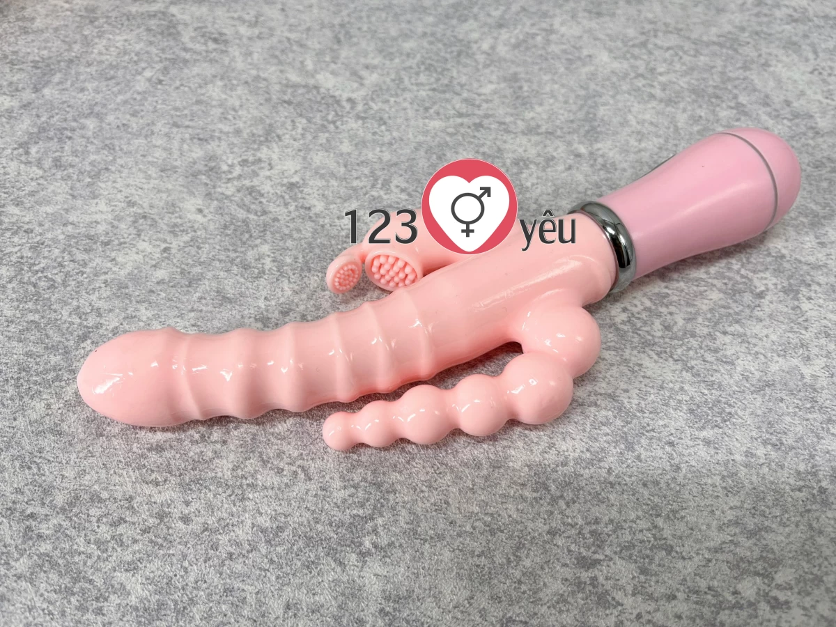 Dương vật giả đa năng kèm 3 đầu rung và cáp sạc