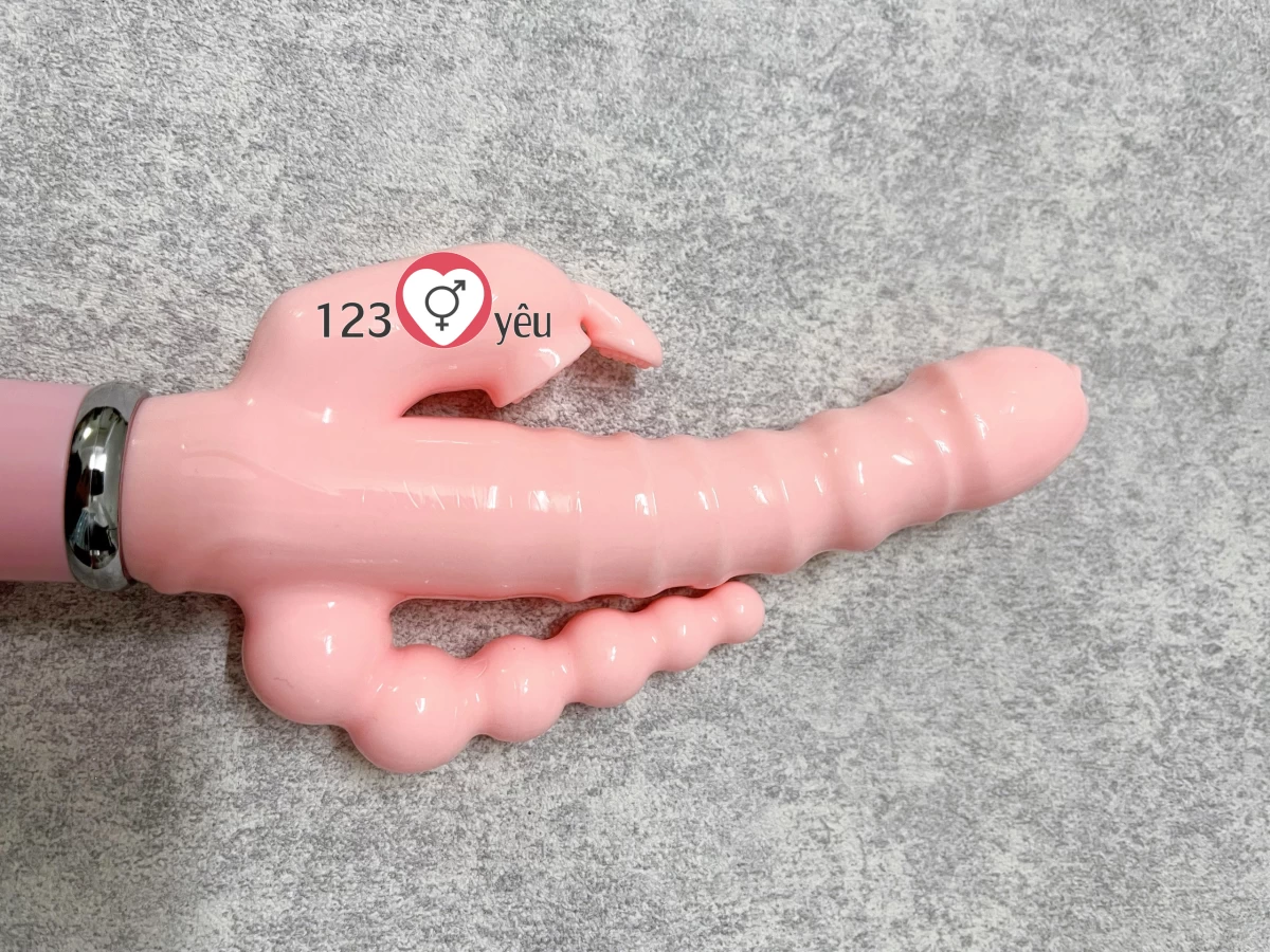 Dương vật giả đa năng kèm 3 đầu rung và cáp sạc
