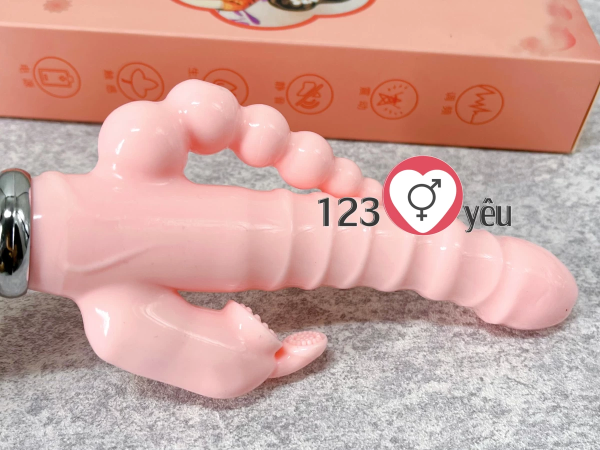 Dương vật giả đa năng kèm 3 đầu rung và cáp sạc