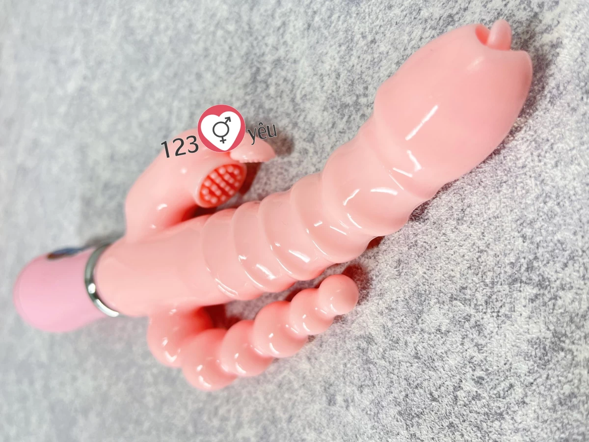 Dương vật giả đa năng kèm 3 đầu rung và cáp sạc