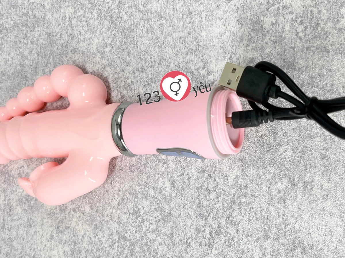 Dương vật giả đa năng kèm 3 đầu rung và cáp sạc