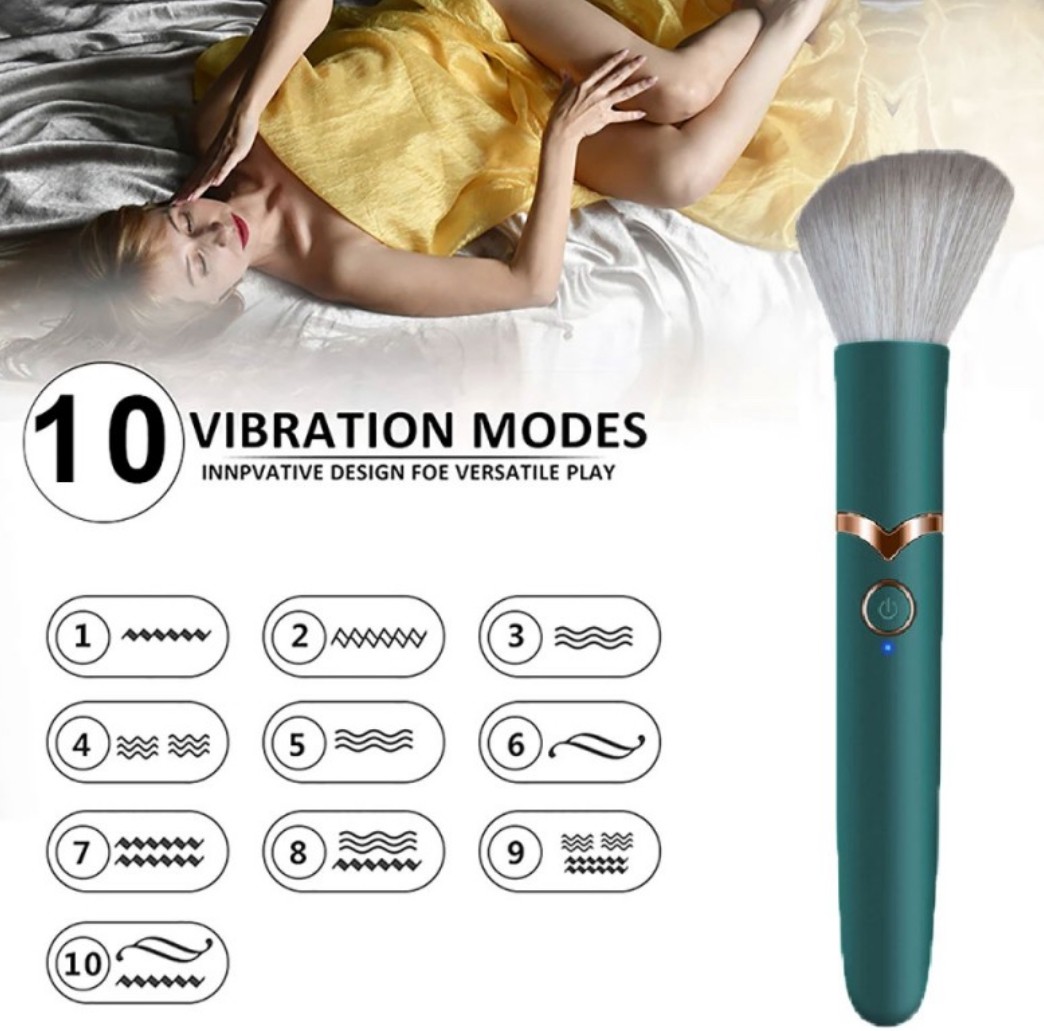 Máy massage điểm G rung 2 đầu cải trang thành cọ trang điểm 9