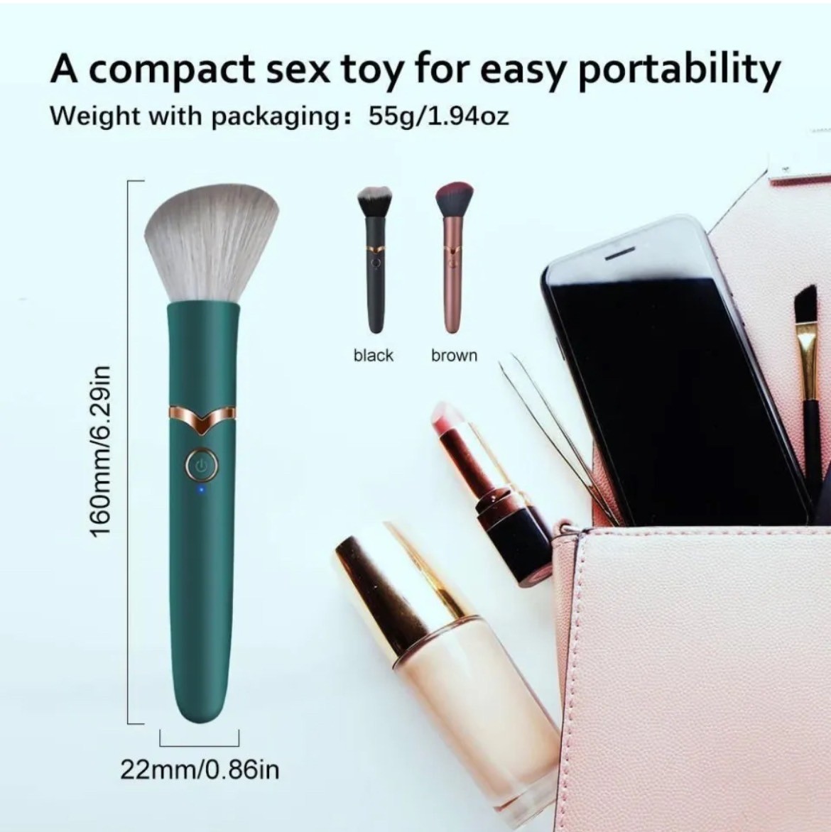 Máy massage điểm G rung 2 đầu cải trang thành cọ trang điểm 2