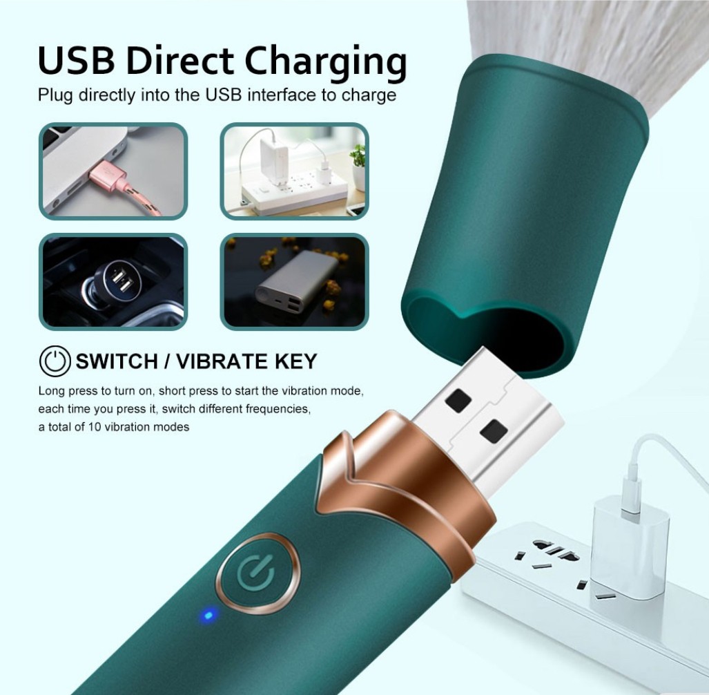 Máy massage điểm G rung 2 đầu cải trang thành cọ trang điểm 7