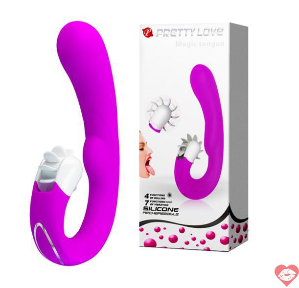 Dương vật giả kết hợp lưỡi rung siêu mạnh sạc điện - Pretty Love Magic Lounge