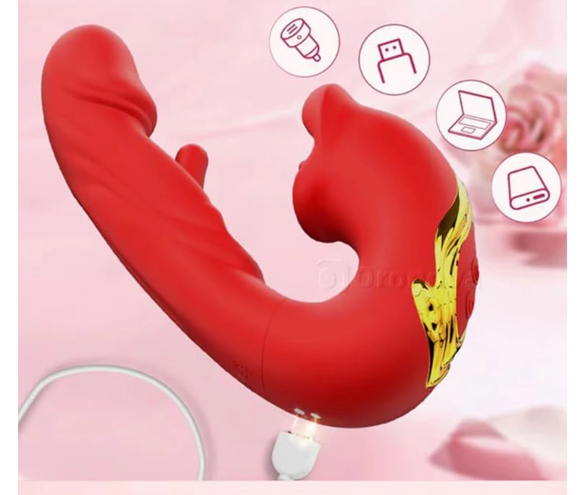 Dương vật rung kèm lưỡi liếm 3 in 1