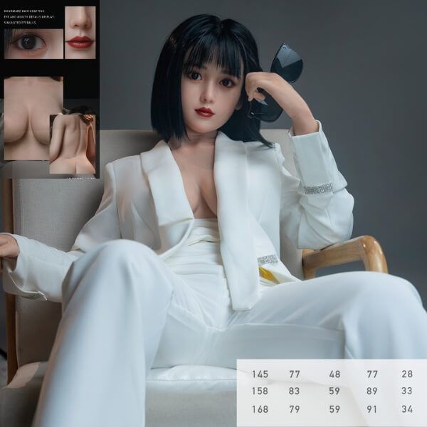 Búp Bê Tình Dục Cao Cấp Tóc Ngắn Diện Vest Trắng Nóng Bỏng