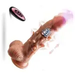 Dương vật giả có đế gân gai rung thụt, sưởi ấm