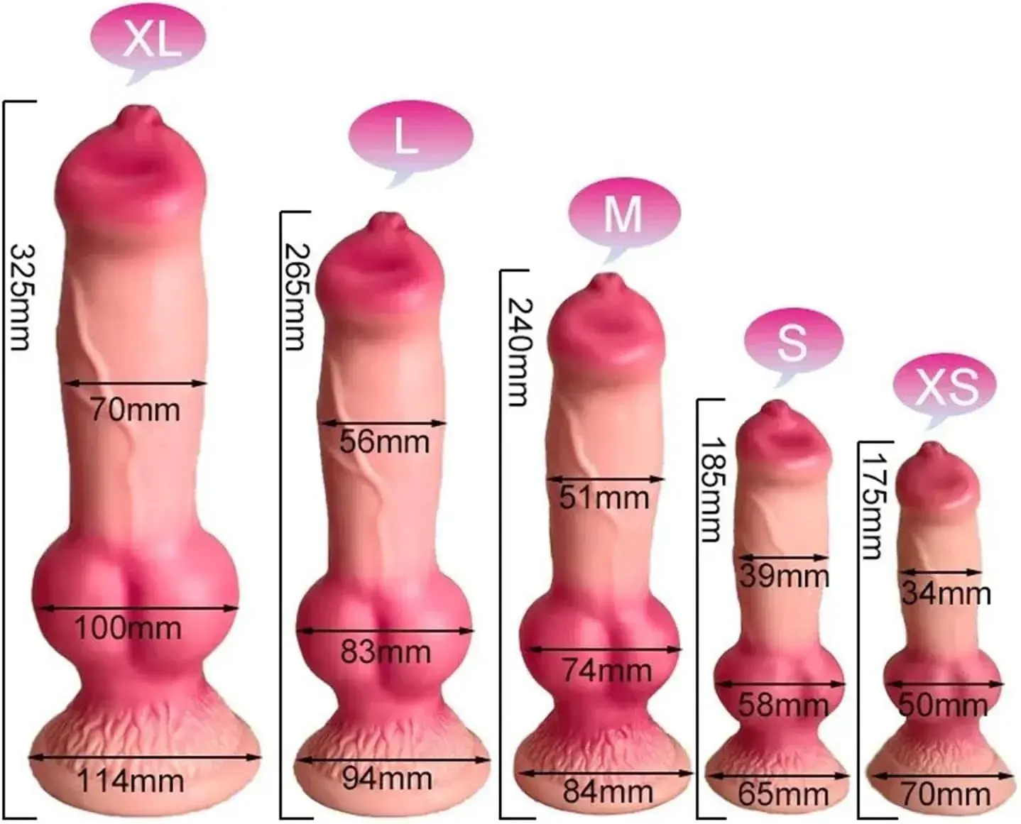 Dương Vật Giả Gắn Tường Kiểu Chó Chơi Cực Phê DV74 - 5 Size Dương vật giả gắn tường kiểu chó chơi cực phê DV74 silicone 5 size XS S M L XL nút thắt kích thích âm đạo hậu môn cho nữ les gay