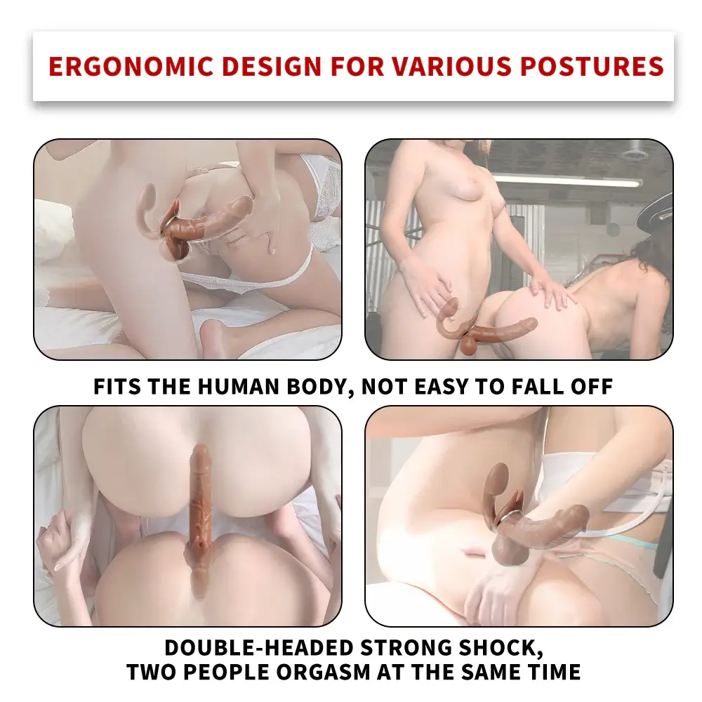 Cu giả hai đầu có rung thụt DC79K màu da, chất liệu silicone cao cấp, kích thước nhỏ, cho cả hai người les cùng sướng