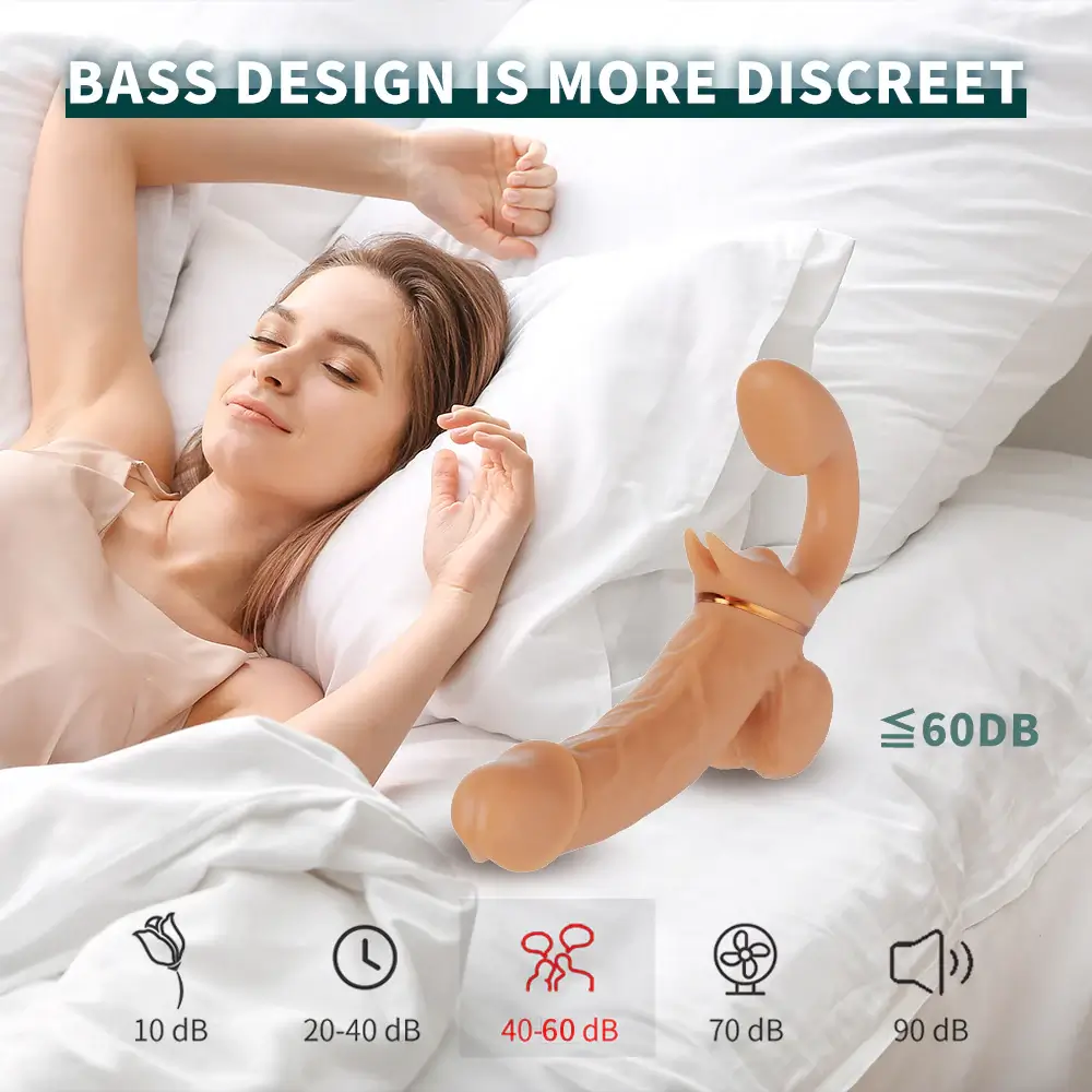 Cu giả hai đầu có rung thụt DC79K màu da, chất liệu silicone cao cấp, kích thước nhỏ, cho cả hai người les cùng sướng