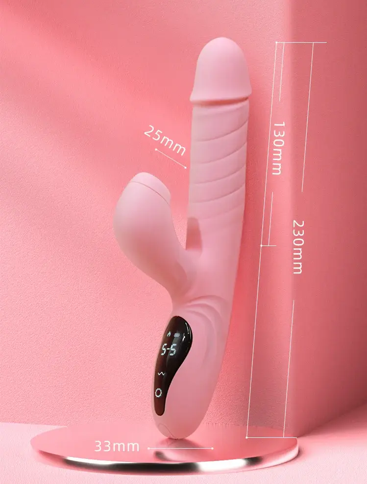 Cu giả cao cấp có rung thụt liếm âm vật DV75 silicone màn hình LCD sưởi ấm sạc từ tính màu hồng xanh kích thích điểm G âm vật nữ