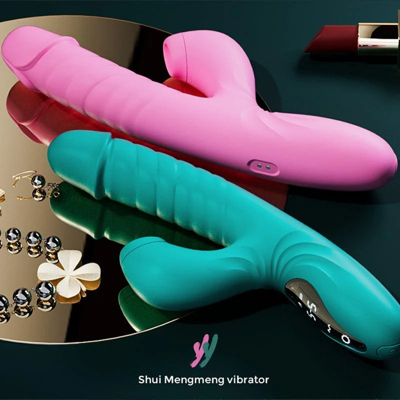 Cu giả cao cấp có rung thụt liếm âm vật DV75 silicone màn hình LCD sưởi ấm sạc từ tính màu hồng xanh kích thích điểm G âm vật nữ