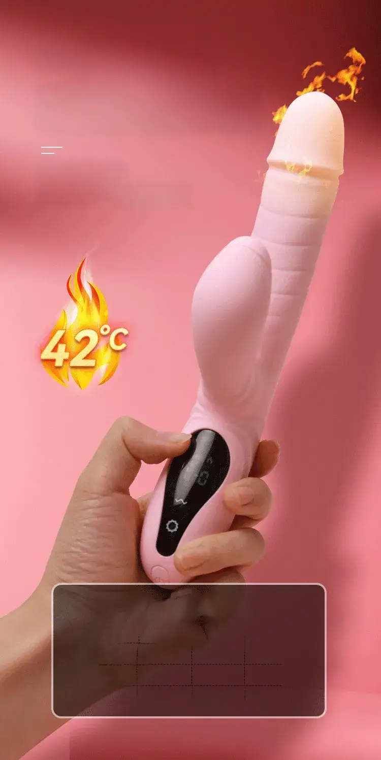 Cu giả cao cấp có rung thụt liếm âm vật DV75 silicone màn hình LCD sưởi ấm sạc từ tính màu hồng xanh kích thích điểm G âm vật nữ