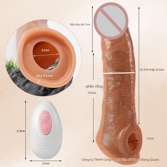 Vỏ silicon rung phía trên điều khiển để sạc pin, dài 7cm, tông màu da tự nhiên