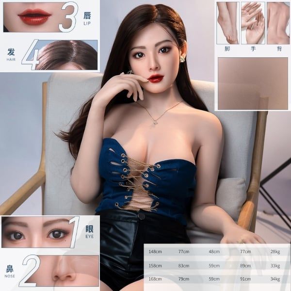 Búp bê tình dục châu Á quyến rũ cô gái qua chiếc áo sơ mi hở hang